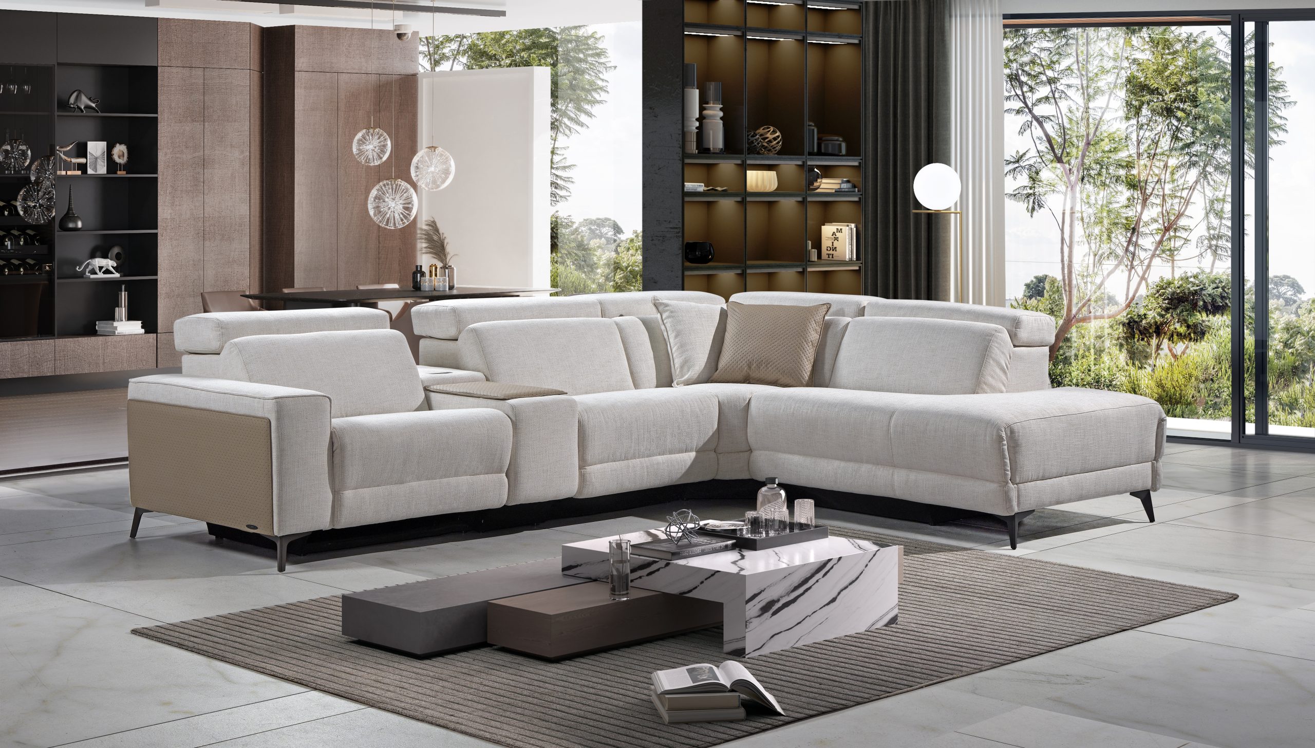 Sofá de canto Onix com sistema de somsurround relax eletrico e cabeceira eletrica 2577€